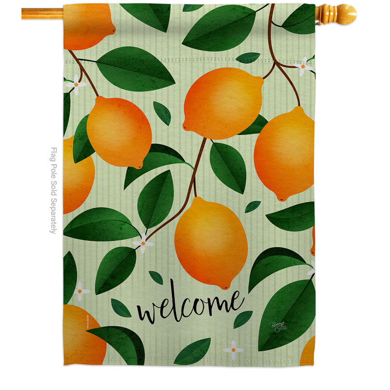 Drapeau de jardin en polyester Welcome Lemon, H 40 po x l 28 po