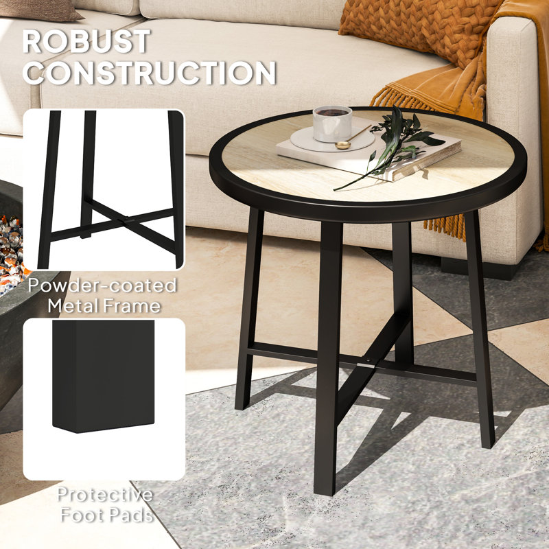 Round Metal Outdoor Side Table , 50.5cm cm W 50.5cm cm D