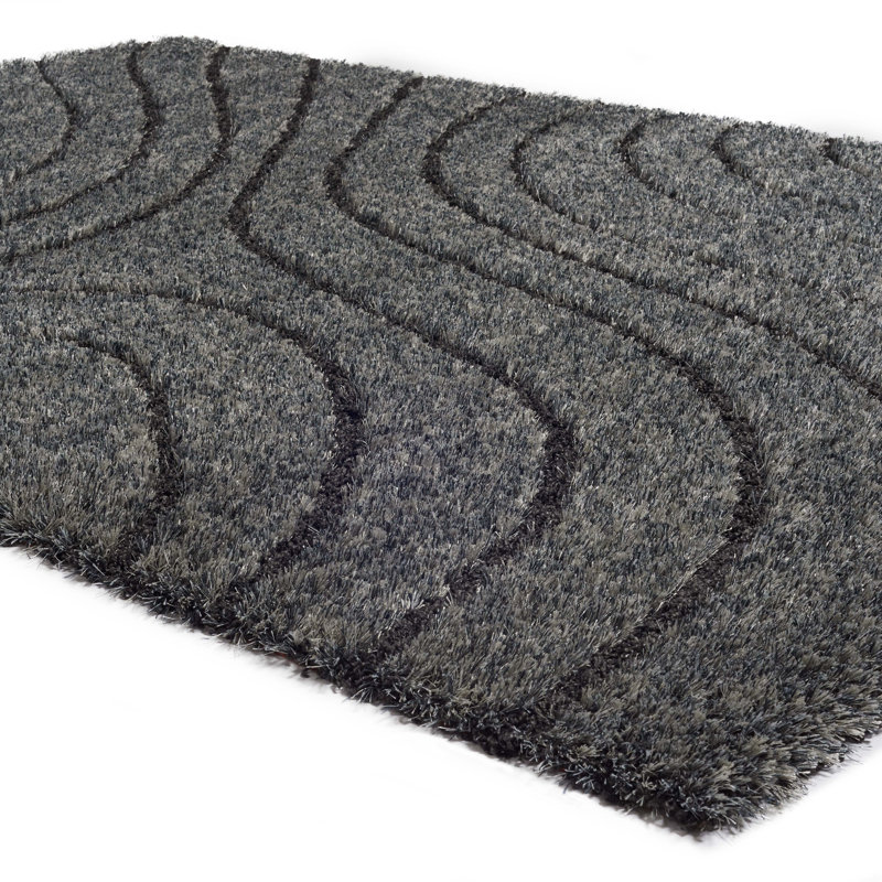 Tapis gris à motif abstrait Wajieh, Rectangle 5 pi 3 po x 7 pi 7 po