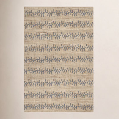 Adoria Blue Hand-Woven Striped Jute Rug