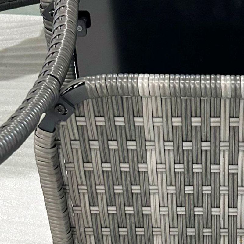 Table d'appoint en rotin, table de bout d'extérieur avec tablette de rangement, cadre en aluminium, Gris