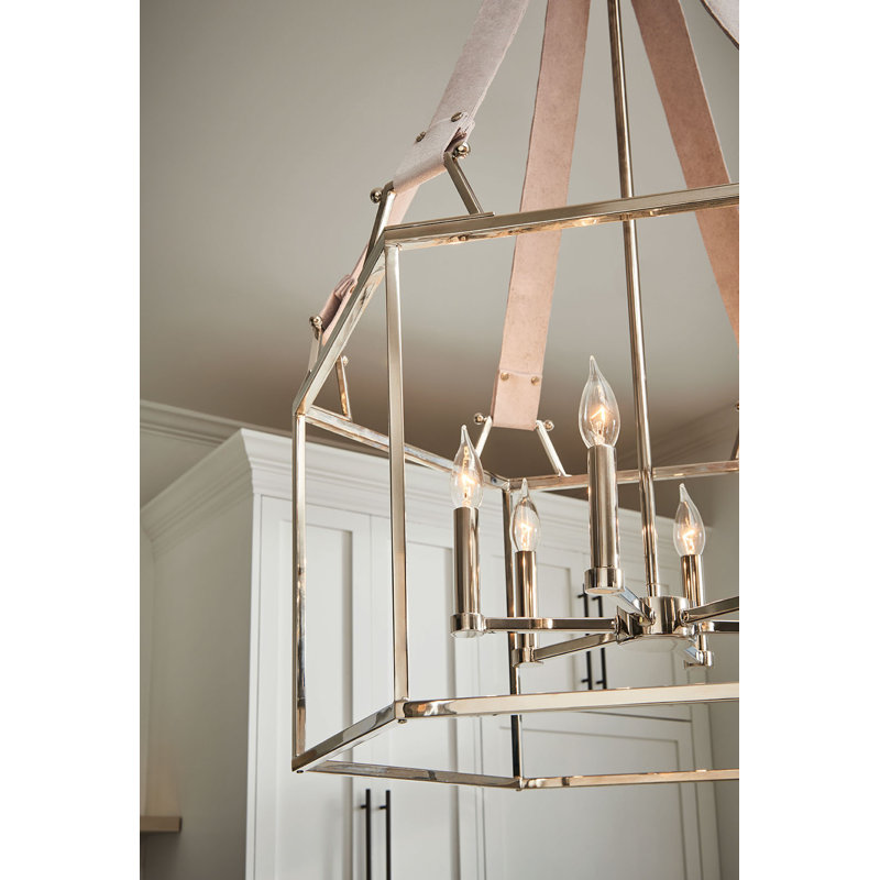 Monroe Polished Nickel 26" Hexagonal Cage Chandelier