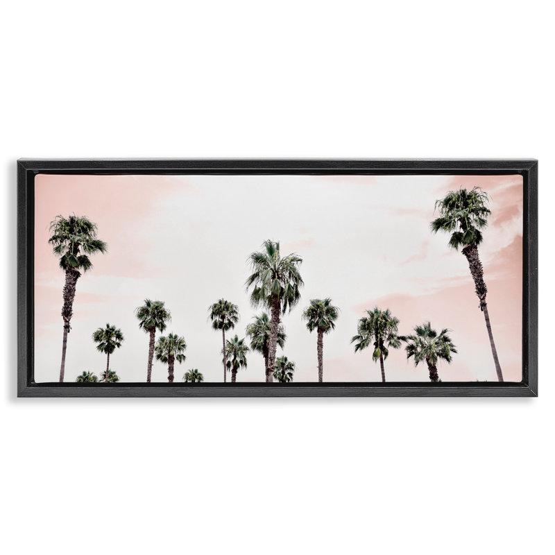 Cadre flottant Laguna Beach Pink Palms, design par Natalie Carpentieri, H 14 po x l 31 po, Cadre flottant noir de jais