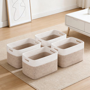 Ensemble de 4 paniers de rangement pour jouets, livres, serviettes, vêtements, 12,7 x 9 x 7,8 po
