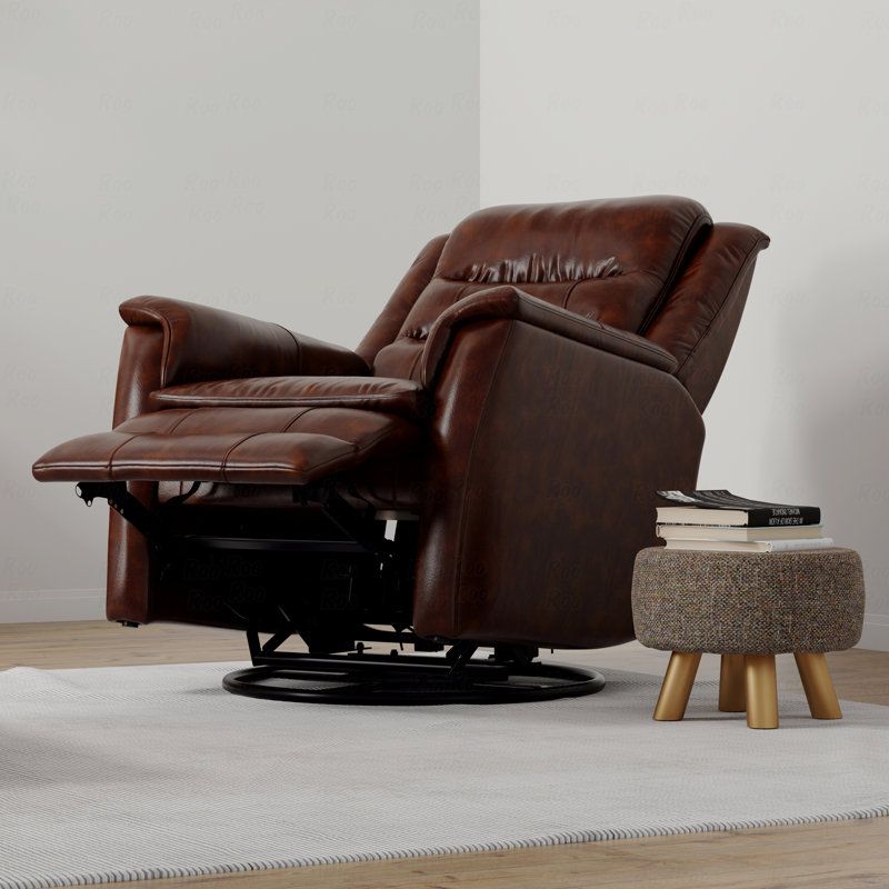 Global Home Swivel Glider Recliner With Manual Footrest, Brown