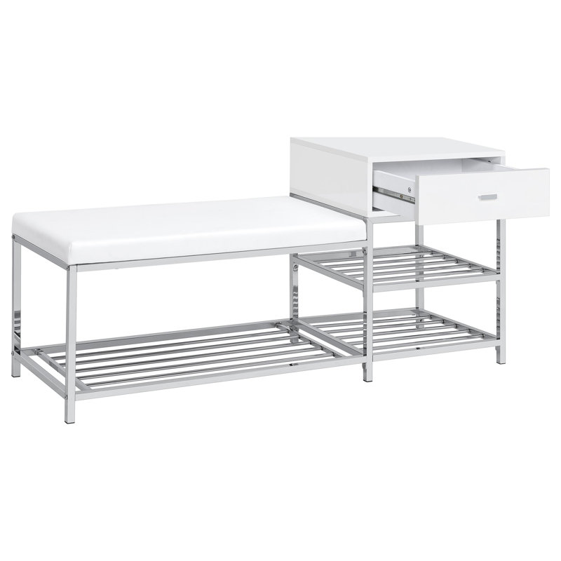 Banc de rangement à 1 tiroir blanc brillant Yesler