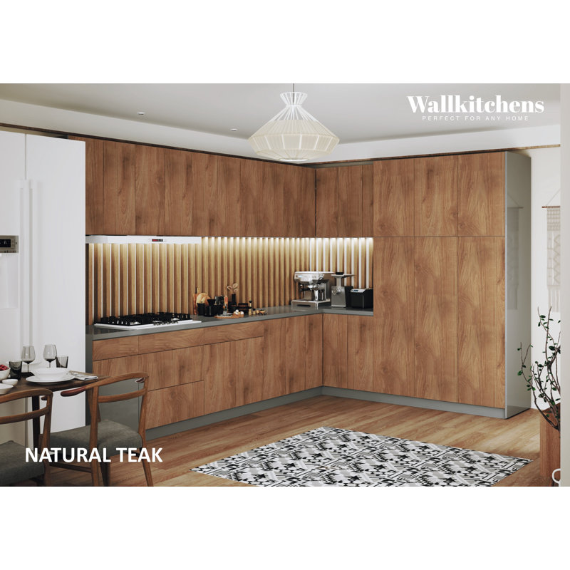 Cuisine complète moderne en panneau de fibres à densité moyenne de 144 po x 102 po x 96 po WALLKITCHENS FK-Timeless 