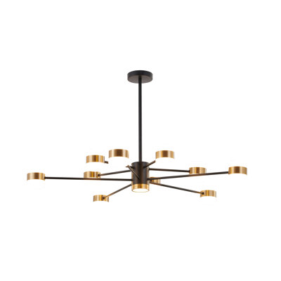 Pedigo 10-Light Black LED Chandelier With Gold Metal Accents