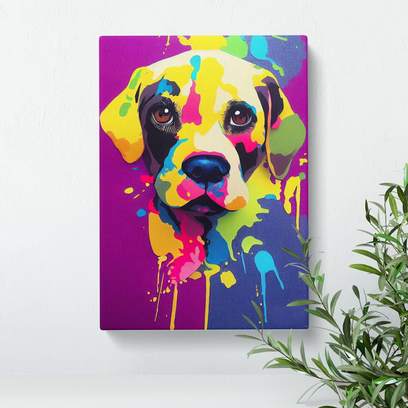 Painted Dog No.2 - Wrapped Canvas Print, 50cm H x 35cm W x 3cm D