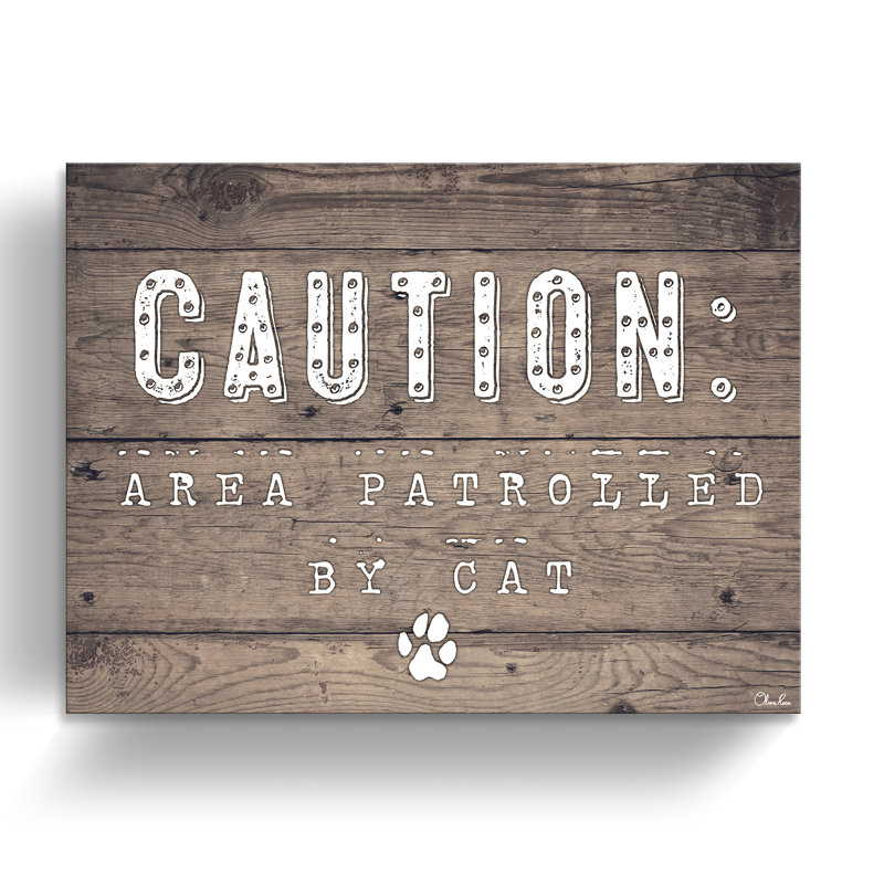 «Attention-Cat», reproduction d'art textuel sur toile sans cadre, H 12 po x l 16 po x P 1,5 po