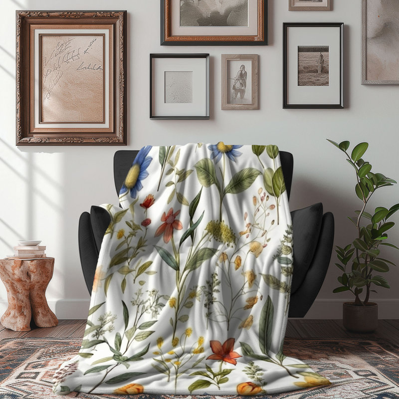 Heirloom Florals - Couverture Sherpa de qualité supérieure 1 pièce, Grand lit