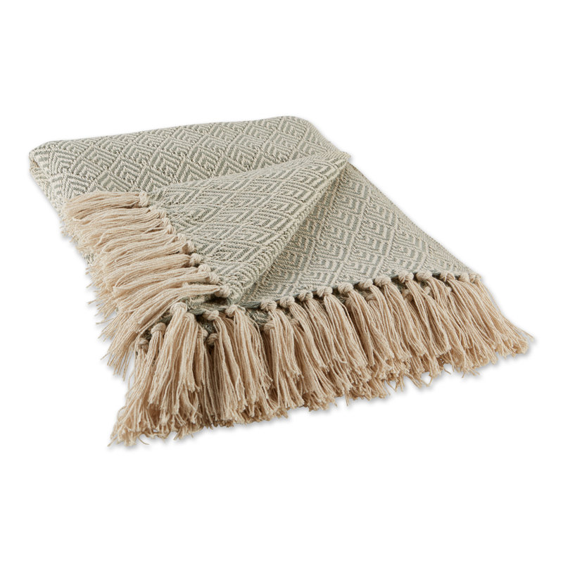 Jeté en coton , Chevron vert