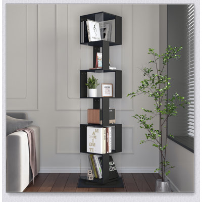Étagère rotative, étagère au sol, bibliothèque simple avec plaque acrylique, multifonction pour étudiants