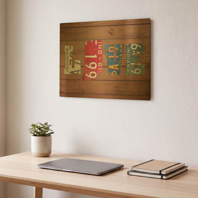«IN State Love» par Design Turnpike, art mural en métal doré, 16 po x 12 po