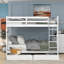 Lit superposé blanc avec rangement et capacité de couchage polyvalente-903343778