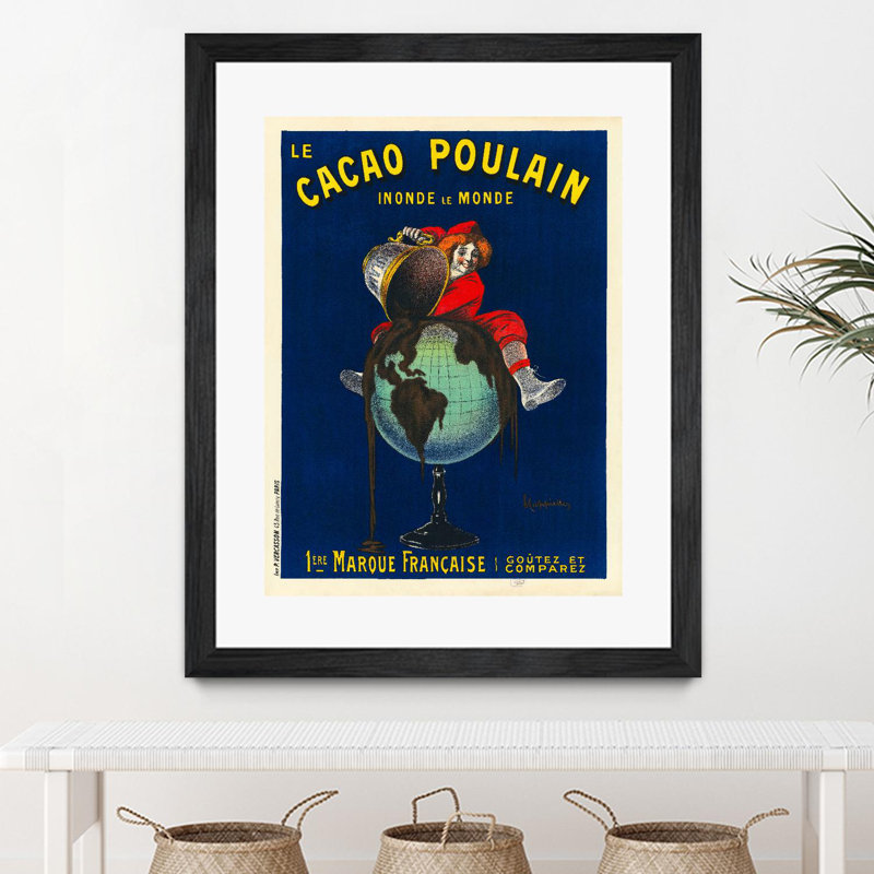 Le Cacao Poulain Inonde Le Monde, 1911, passe-partout mat et encadré, Cadre noir, L 24 po x H 32 po