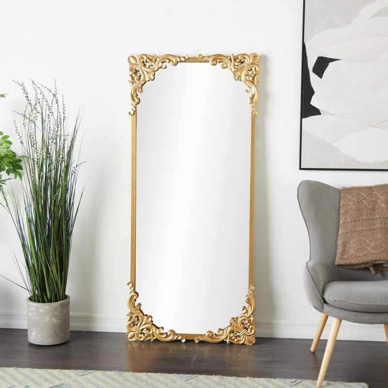 Miroir de plancher audacieux et orné de 28 po x 1 po x 48 po Audranna, Rectangulaire, 66 po x 30 po