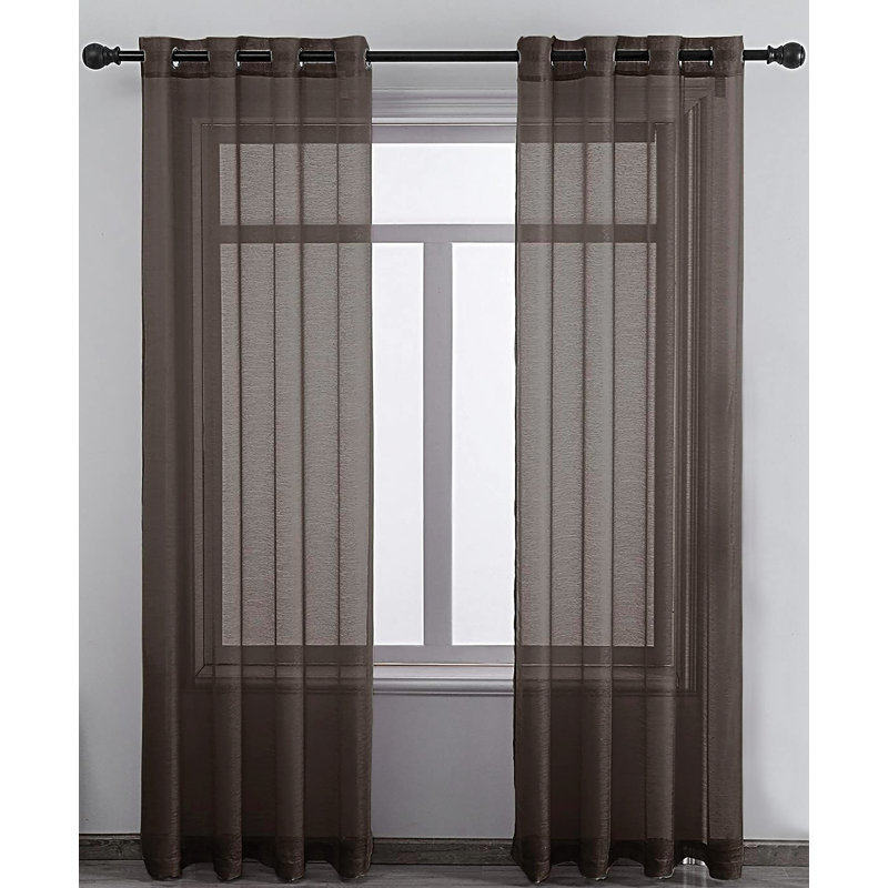 Paire de rideaux transparents Alohna, Chocolat
