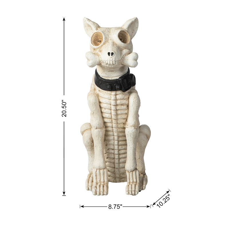 20.50"H Ligted Halloween Lighted MGO Skeleton Dog Porch Decor With Timer