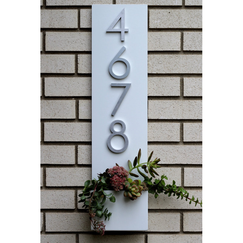 Plaque d'adresse murale debout, Argent, Oui, Blanc