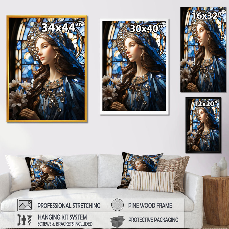 "La dévotion religieuse radieuse de Marie II", Cadre flottant noir, H 32 po x l 24 po x P 1 po