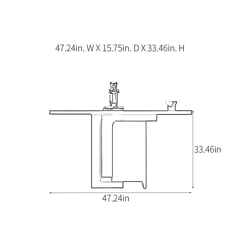 Console Modern Minimalist Art, H 33,46 po x l 47,24 po x P 15,75 po, Noir / Orange