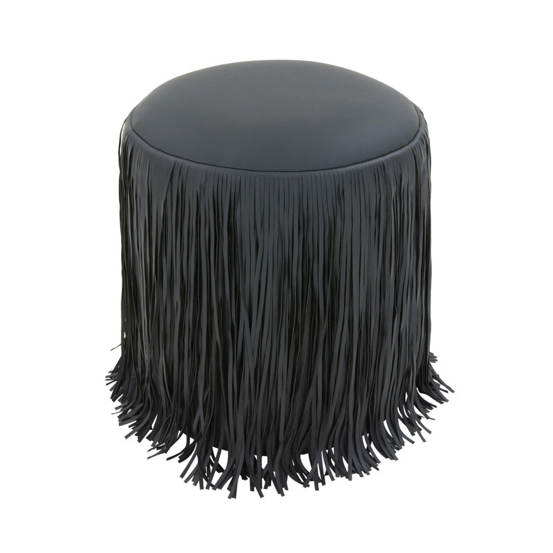 Renae Performance Vegan Leather Ottoman, Black