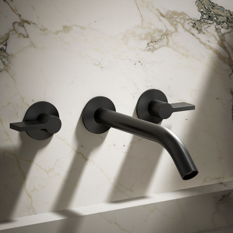 Components Wall-Mount Bathroom Sink Faucet Trim, Matte Black