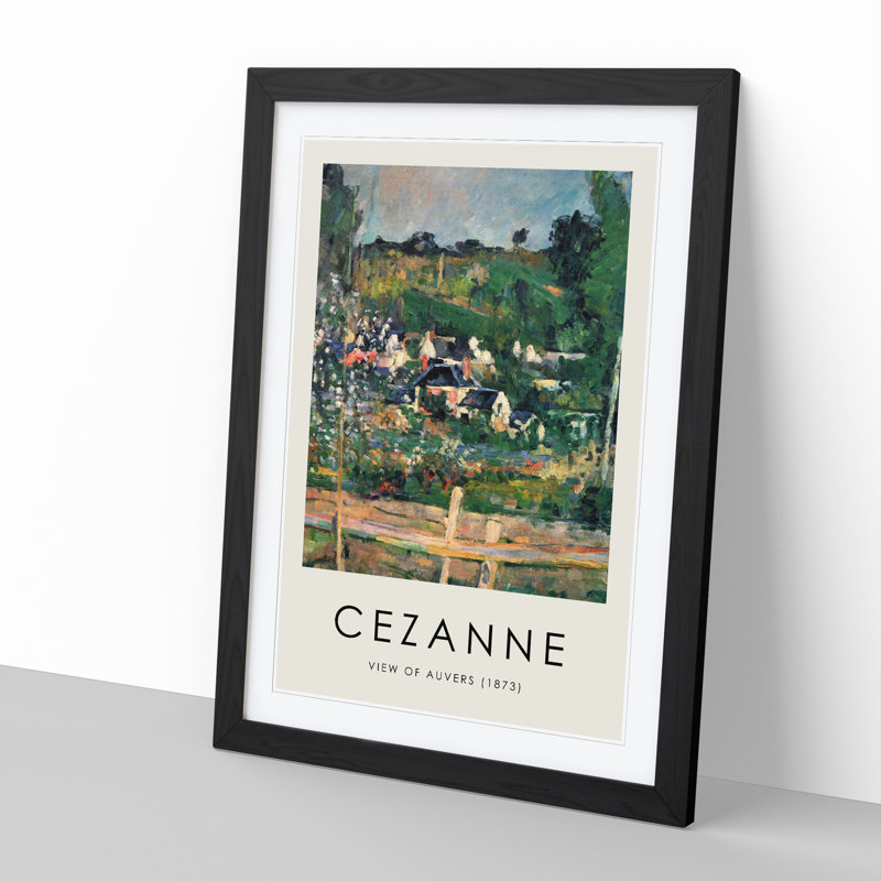 A View of Auvers by Paul Cezanne - Picture Frame Painting, 36cm H x 27cm W x 2cm D, Black Framed