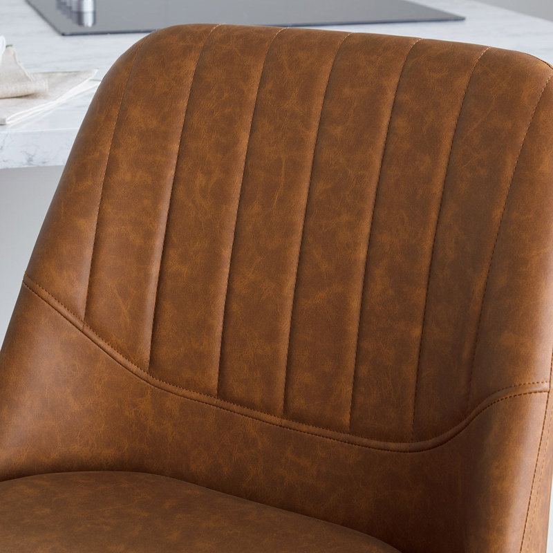 Alodie Upholstered Counter Stool with Metal Frame, Tan