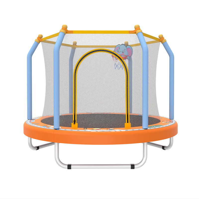 Trampoline 55 po pour enfants pour tout-petits intérieur et extérieur avec panier de basketball, orange