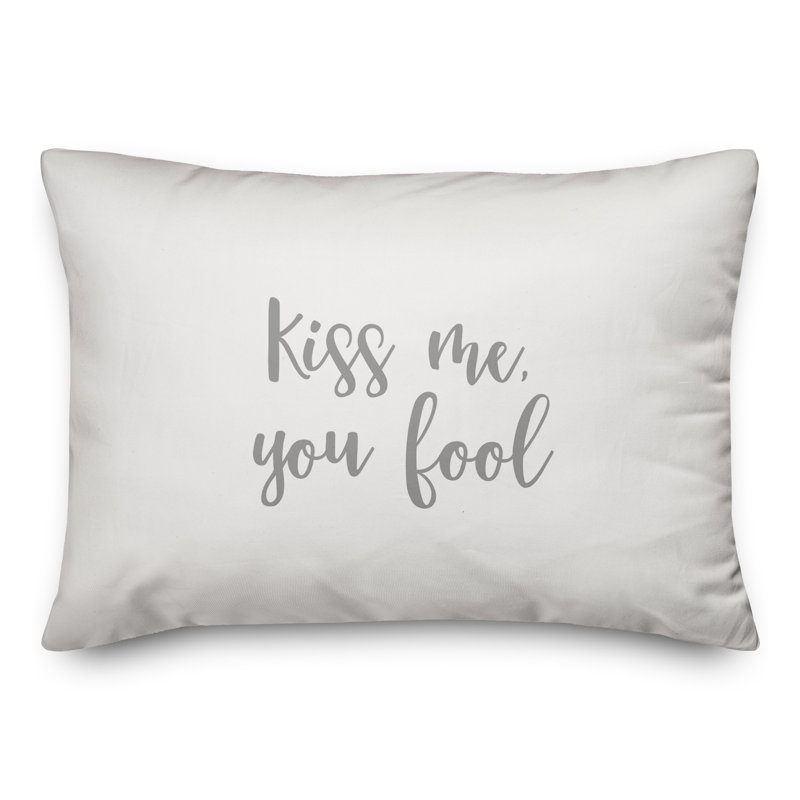  Coussin Kiss Me You Fool, Gris / blanc