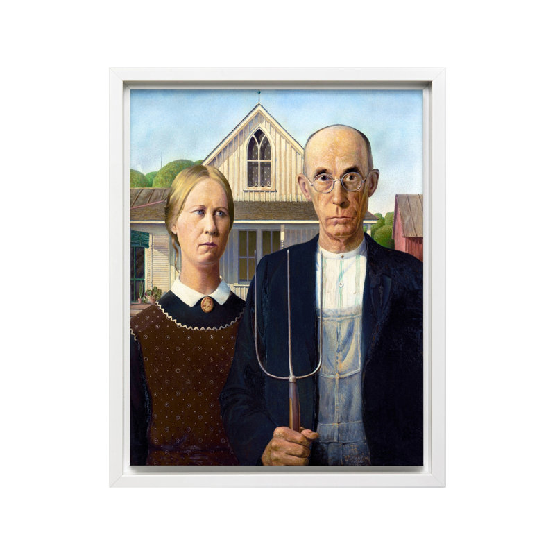 American Gothic, Canevas, H 24 po x l 32 po, Encadrement blanc