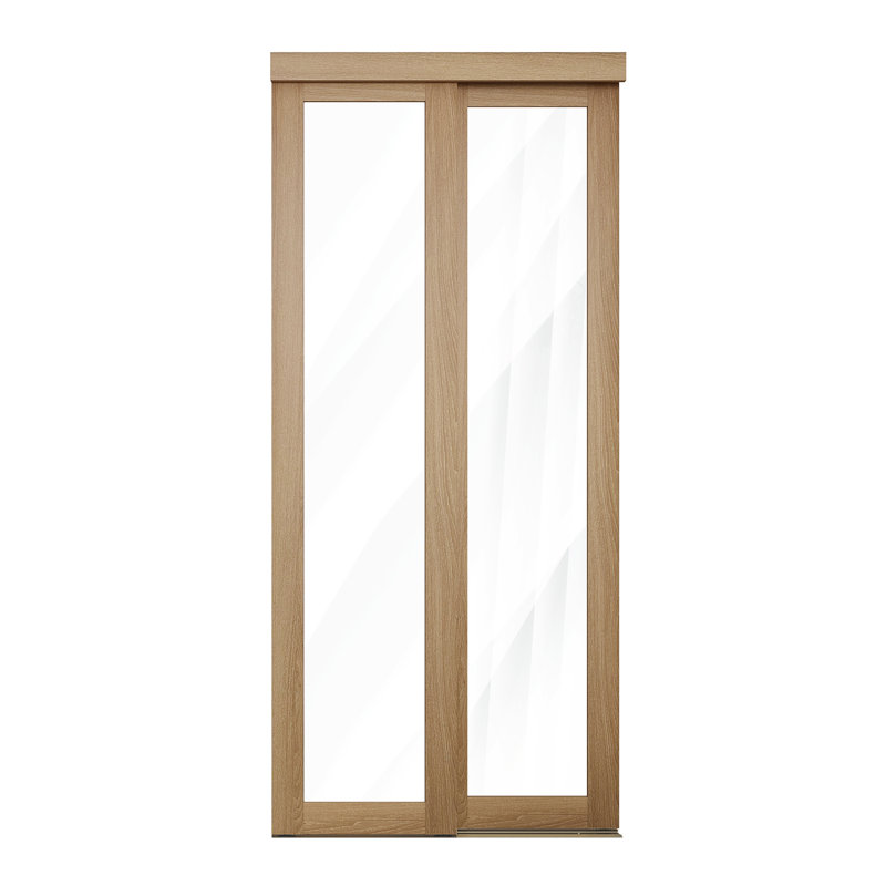 36 po x 80 1/2 po Porte coulissante transparente 1-Lite, chêne blanc, 36" x 80.5", White Oak