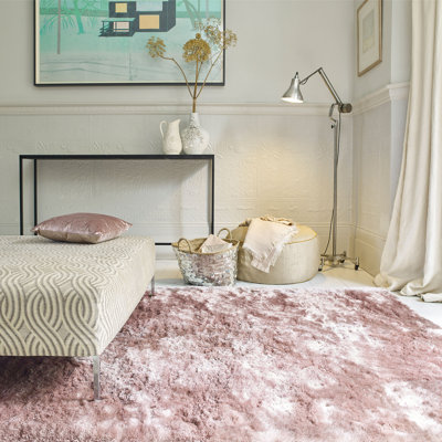 Makaila Silky Shaggy Pink Area Rug