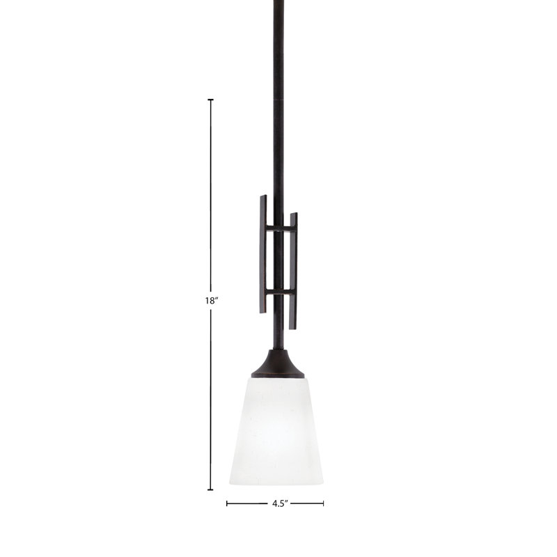 Mini-luminaire suspendu avec tige Uptowne illustré en granit foncé avec verre mousseline carré blanc de 4,5 po
