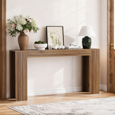 Console de 63 pouces pour entrée très longue, canapé de style campagnard pour salon, couloir, vestibule, table décorative étroite en noyer | Idée de cadeau