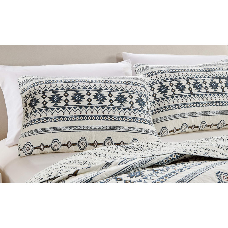 Navy Blue Microfiber Reversible Quilt Set, Twin Quilt + 1 Standard Sham