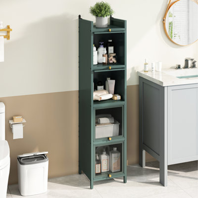 Armoire moderne avec quatre portes en verre, sombre pour le salon, organisant des aliments et des garde-manger