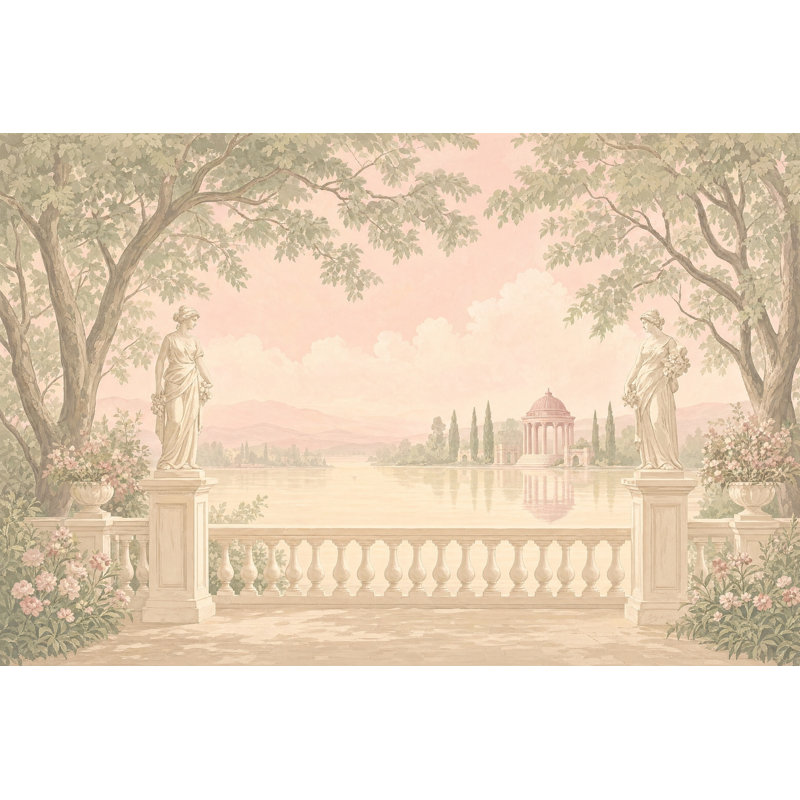 Décoration murale néo-classique amovible Wall Terrace, 120 po x 96 po, Peler et coller