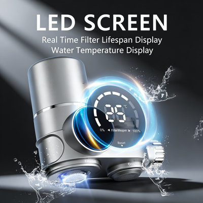 NSF Certified Faucet Mount Water Filter With Real-Time Life Indicator, Reduces Lead, Chlorine, Heavy Metals, Includes 1 Filter And 13 Adapters For Most Standard Faucets
