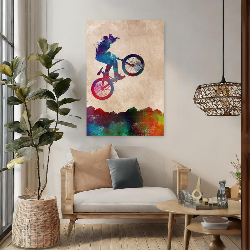 «Vibrant Bmx Rider», art mural contemporain, 48" H x 32" W
