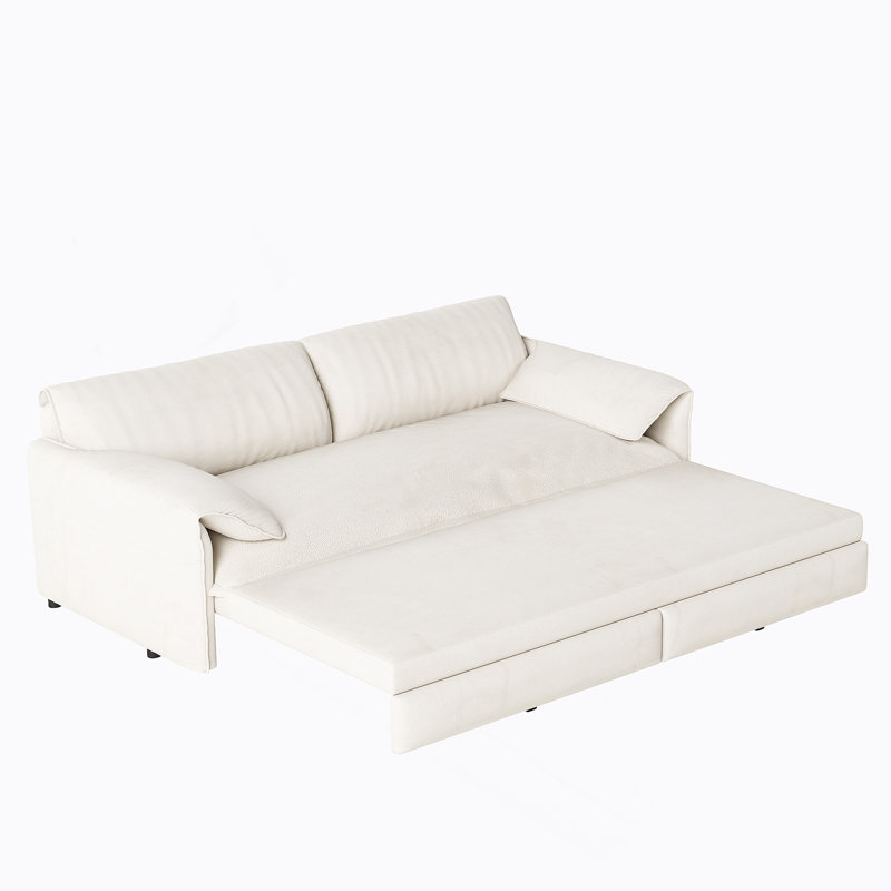 Canapé-lit convertible en velours 3 en 1 avec rangement latéral et roulettes, multifonctionnel pour le salon et la chambre à coucher