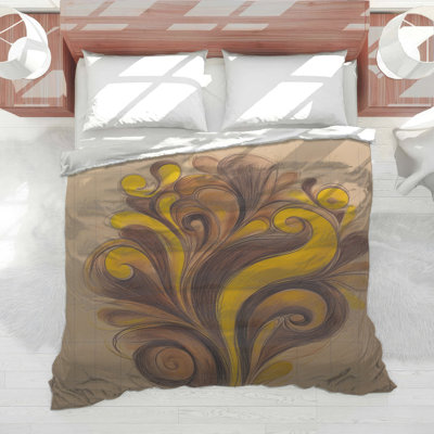 Brown Yellow Swirls Comforter