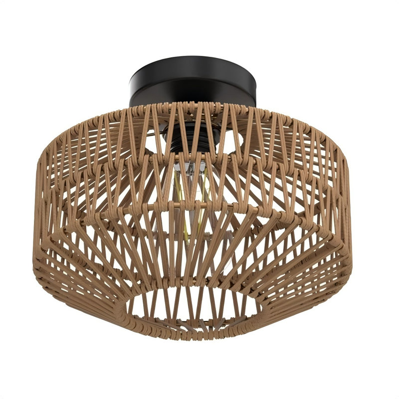 Plafonnier Boho, mini lustre en rotin avec ampoule à DEL à intensité variable, plafonnier tissé à la main pour le couloir, la cuisine, le vestibule et le salon