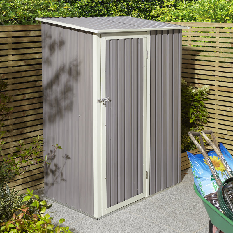 Rowlinson Trentvale 5X3 Metal Pent Shed with Assembly, Light Grey