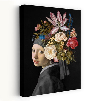 Floral Turban Portrait 1 Piece Wrapped Canvas Wall Art