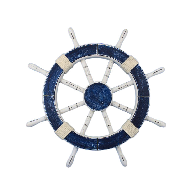 Handmade Coastal Plants & Flowers Wall Decor on Wood, Dark Blue / White, 18" H x 18" W x 2" D