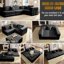 Canapé modulaire surdimensionné noir, conception modulaire, 6 coussins, velours côtelé respirant, coussin antidérapant en forme de L de 118,2 po, rembourré, amovible et coussin, assise confortable-1944927110
