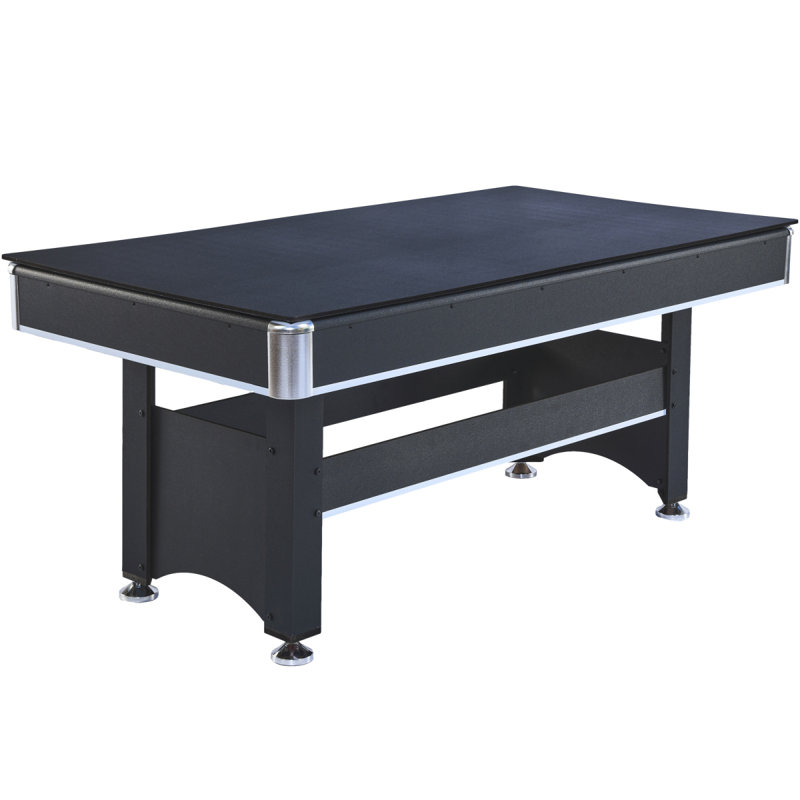 Table de billard 6 pieds avec plateau de tennis de table - noir avec feutre bleu